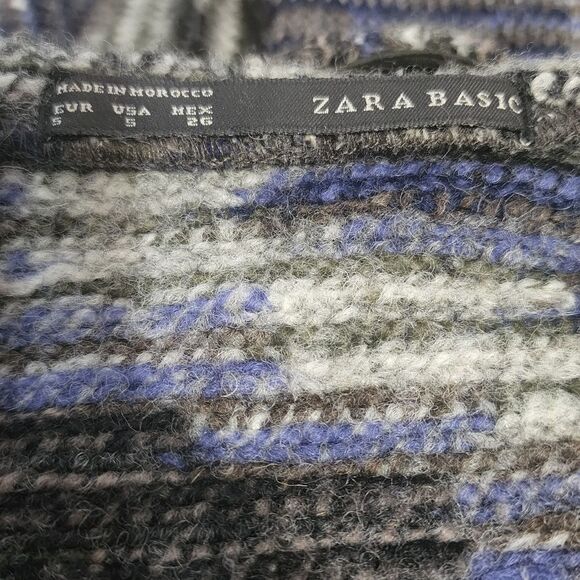 ZARA Wool Blend Hooded One Button Poncho Cardigan Jacket Space Dye S - Picture 3 of 4